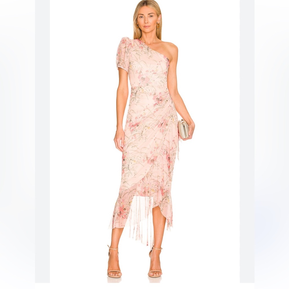 BCBGMAXAZARIA BCBG One Shoulder Floral Dress Size S